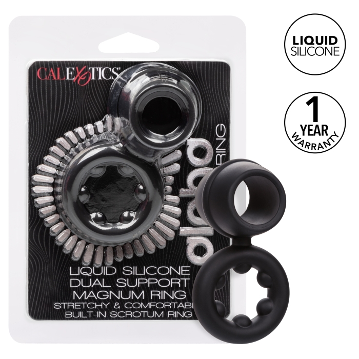 ALPHA LIQUID SILICONE DUAL MAGNUM RING - BLACK