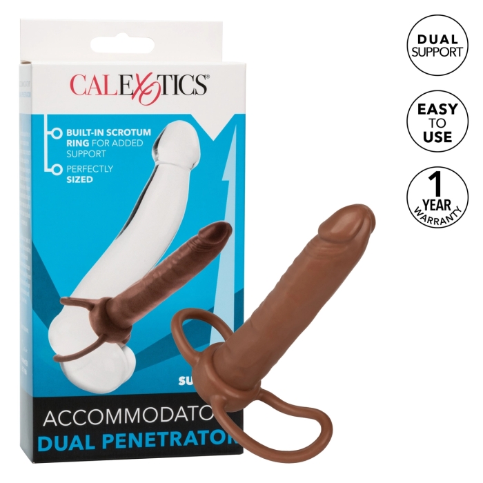 THE ACCOMMODATOR DUAL PENETRATOR - BROWN 5.25" THE ACCOMMODATOR DUAL PENETRATOR - BROWN 5.25"