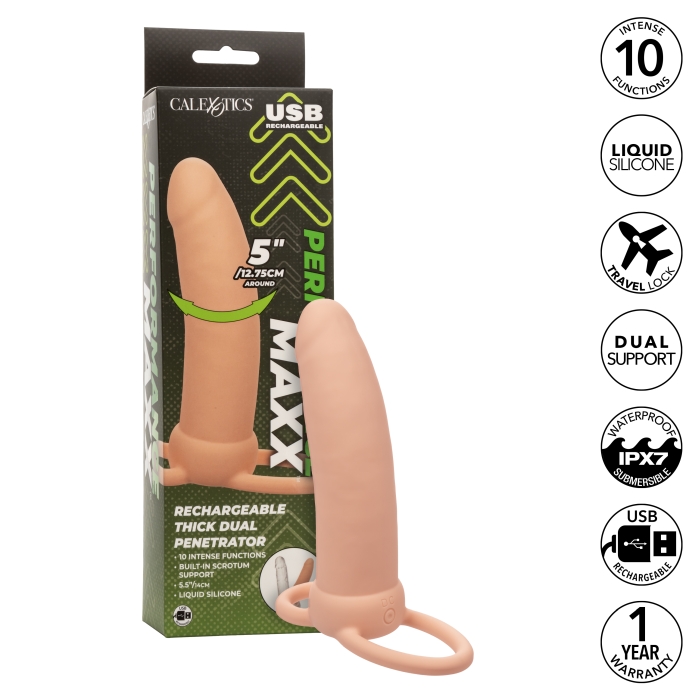 PERFORMANCE MAXX RECHARGEABLE THICK DUAL PENETRATOR - IVORY