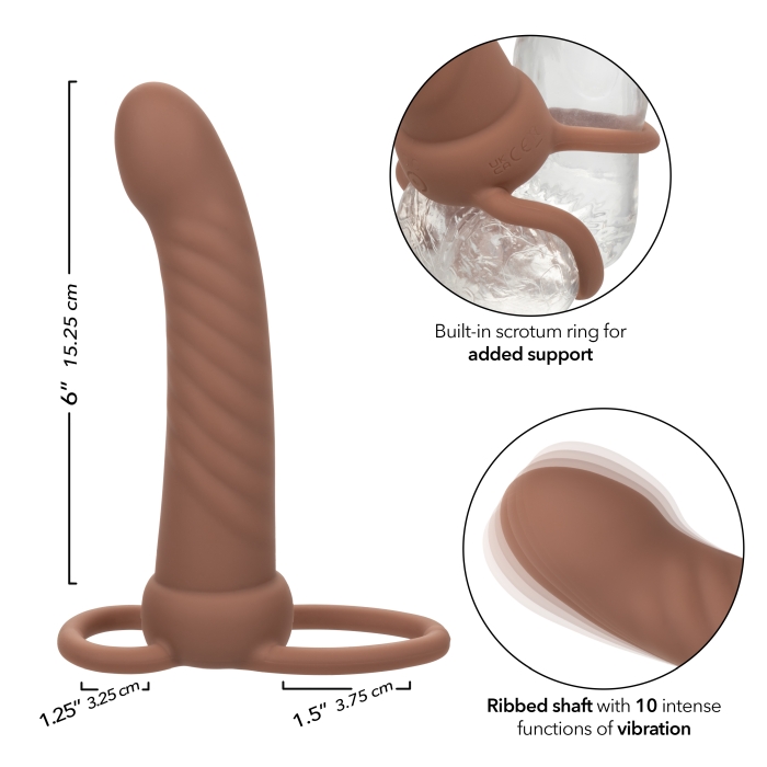 PERFORMANCE MAXX RECHARGEABLE RIBBED DUAL PENETRATOR - BROWN