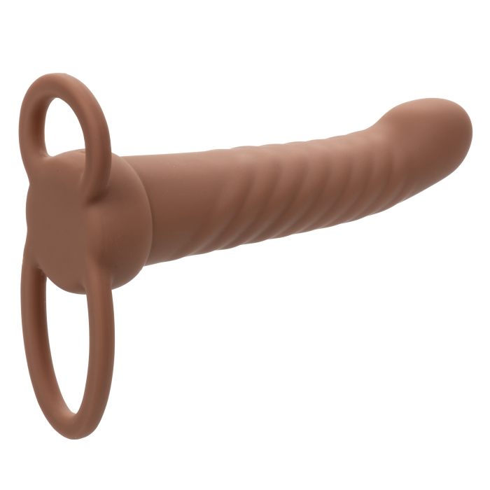 PERFORMANCE MAXX RECHARGEABLE RIBBED DUAL PENETRATOR - BROWN