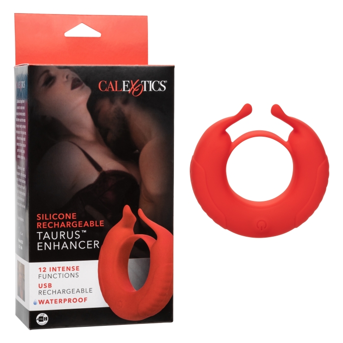 SILICONE RECHARGEABLE TAURUS ENHANCER - RED SILICONE RECHARGEABLE TAURUS ENHANCER - RED