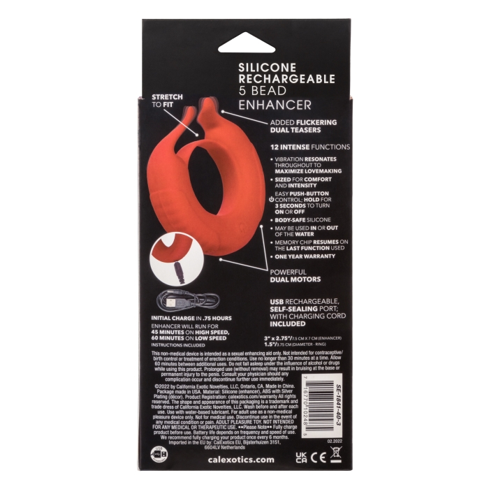 SILICONE RECHARGEABLE TAURUS ENHANCER - RED