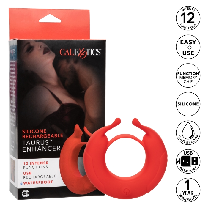 SILICONE RECHARGEABLE TAURUS ENHANCER - RED