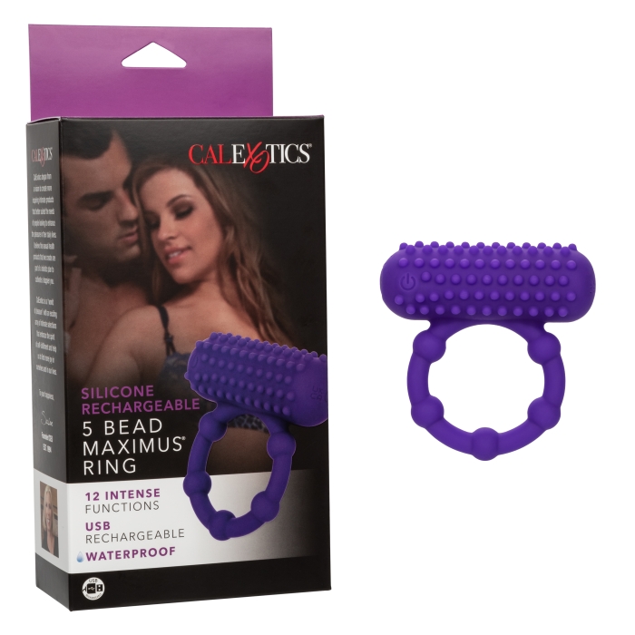 SILICONE RECHARGEABLE 5 BEAD MAXIMUS RING - PURPLE SILICONE RECHARGEABLE 5 BEAD MAXIMUS RING - PURPLE