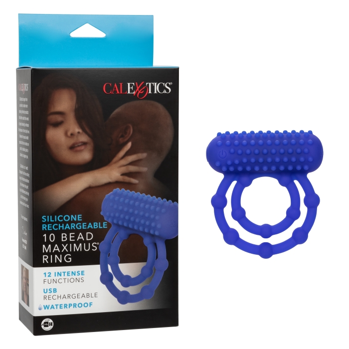 SILICONE RECHARGEABLE 10 BEAD MAXIMUS RING - BLUE SILICONE RECHARGEABLE 10 BEAD MAXIMUS RING - BLUE