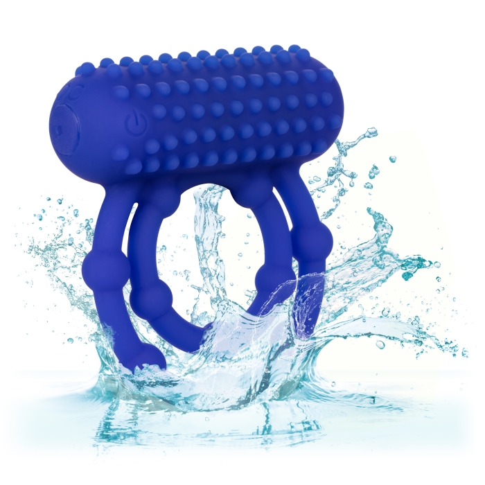 SILICONE RECHARGEABLE 10 BEAD MAXIMUS RING - BLUE