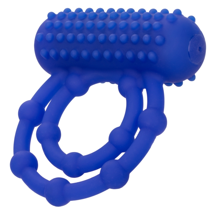 SILICONE RECHARGEABLE 10 BEAD MAXIMUS RING - BLUE