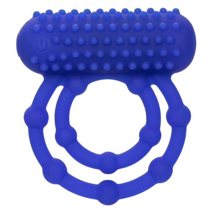SILICONE RECHARGEABLE 10 BEAD MAXIMUS RING - BLUE