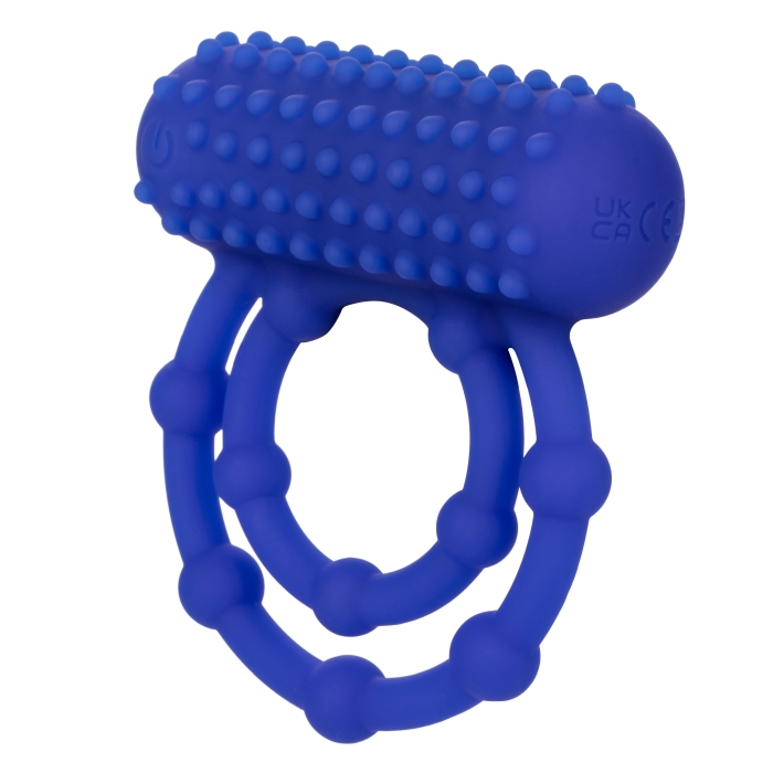SILICONE RECHARGEABLE 10 BEAD MAXIMUS RING - BLUE