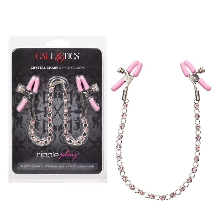 NIPPLE PLAY CRYSTAL CHAIN NIPPLE CLAMPS - PINK 12" NIPPLE PLAY CRYSTAL CHAIN NIPPLE CLAMPS - PINK 12"