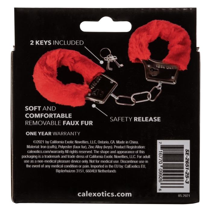 PLAYFUL FURRY CUFFS - RED