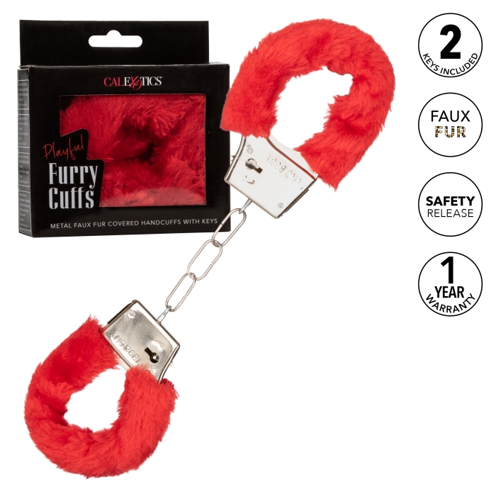 PLAYFUL FURRY CUFFS - RED