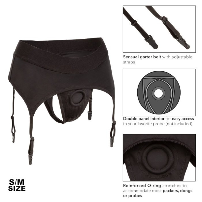 BOUNDLESS THONG W/ GARTER - S/M