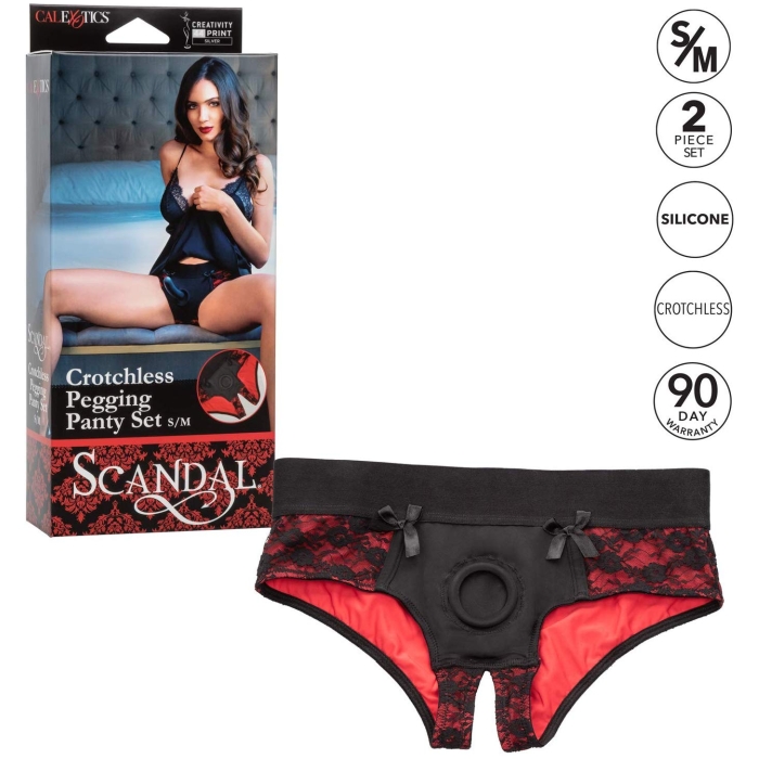 SCANDAL CROTCHLESS PEGGING PANTY SET S/M SCANDAL CROTCHLESS PEGGING PANTY SET S/M