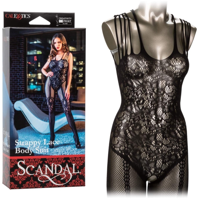 SCANDAL STRAPPY LACE BODYSUIT - BLACK SCANDAL STRAPPY LACE BODYSUIT - BLACK