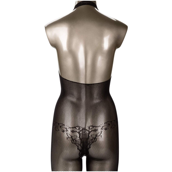 SCANDAL HALTER LACE BODYSUIT - BLACK