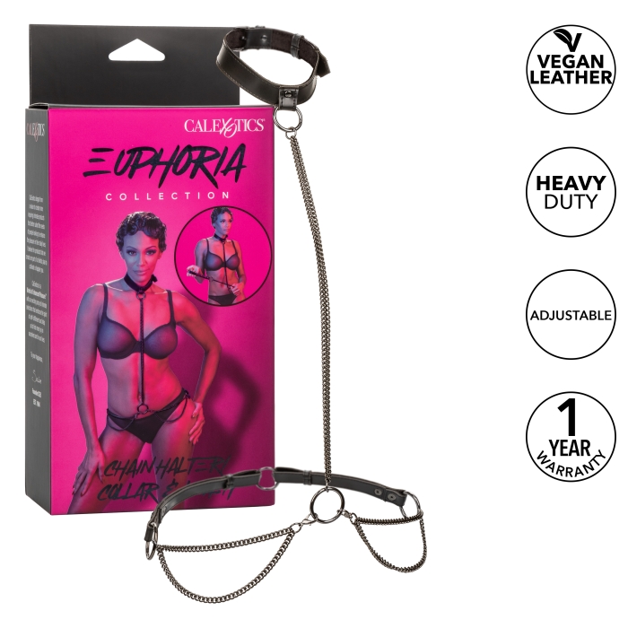 CHAIN HALTER/COLLAR & LEASH BLACK EUPHORIA COLLECTION