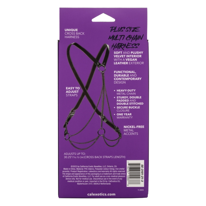 MULTI CHAIN HARNESS BLACK EUPHORIA COLLECTION PLUS SIZE