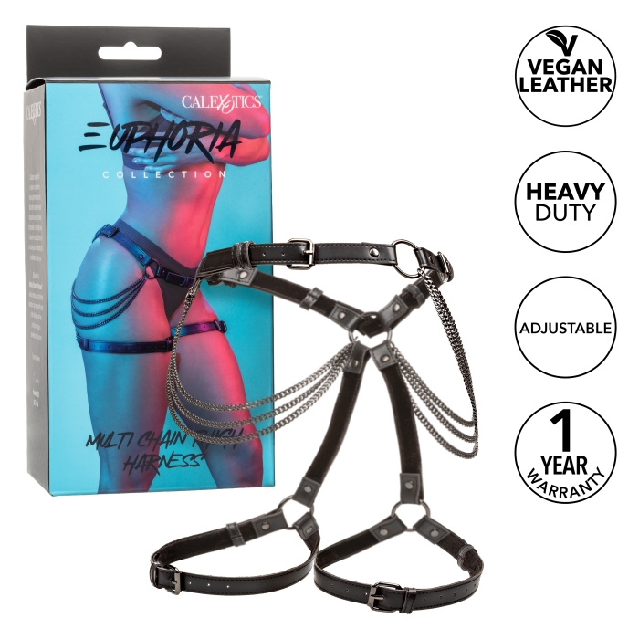 THIGH HARNESS BLACK EUPHORIA COLLECTION MULTI CHAIN