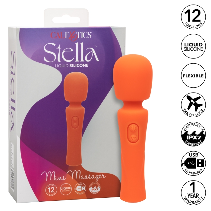 MINI MASSAGER ORANGE 10X STELLA LIQUID SILICONE