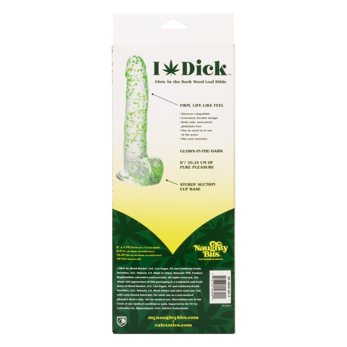 NAUGHTY BITS I LEAF DICK GLOW-IN-THE-DARK WEED LEAF DILDO