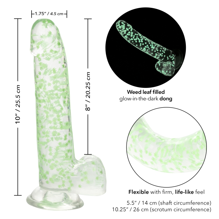 NAUGHTY BITS I LEAF DICK GLOW-IN-THE-DARK WEED LEAF DILDO