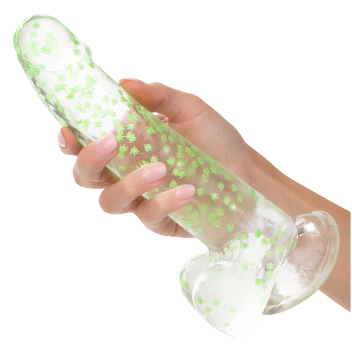 NAUGHTY BITS I LEAF DICK GLOW-IN-THE-DARK WEED LEAF DILDO
