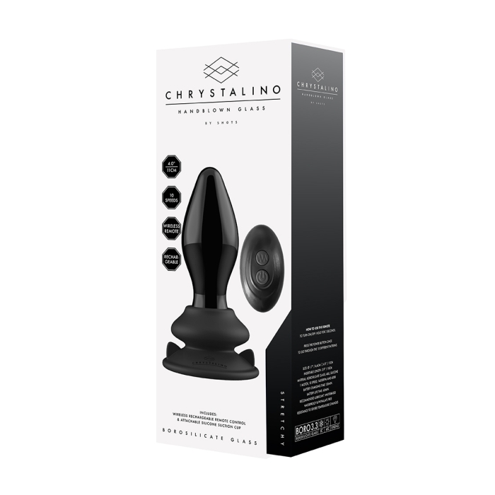STRETCHY GLASS VIBE W/ SUCTION CUP & REMOTE 10X - BLAC STRETCHY GLASS VIBE W/ SUCTION CUP & REMOTE 10X - BLAC