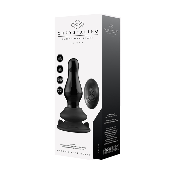 MISSY GLASS VIBE W/ SUCTION CUP & REMOTE 10X - BLACK MISSY GLASS VIBE W/ SUCTION CUP & REMOTE 10X - BLACK