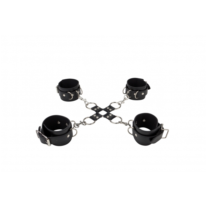 LEATHER HAND AND LEGCUFFS - BLACK