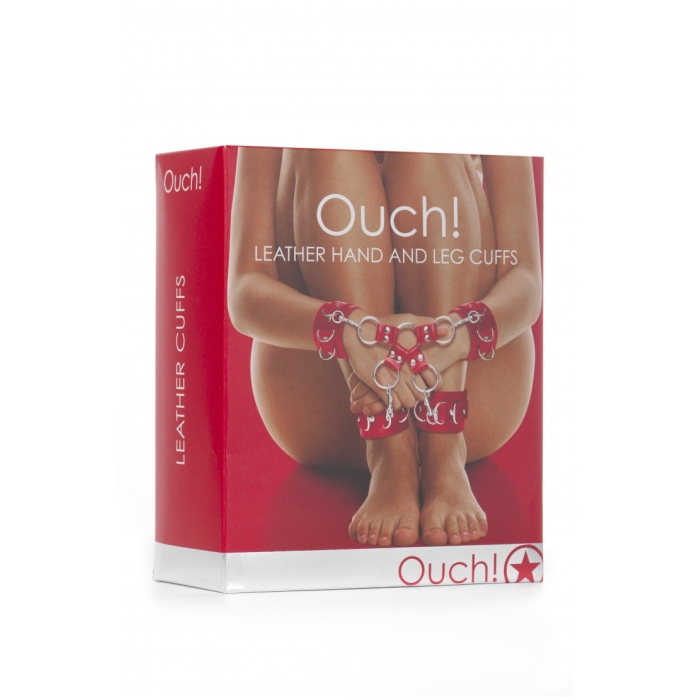 LEATHER HAND AND LEGCUFFS - RED LEATHER HAND AND LEGCUFFS - RED