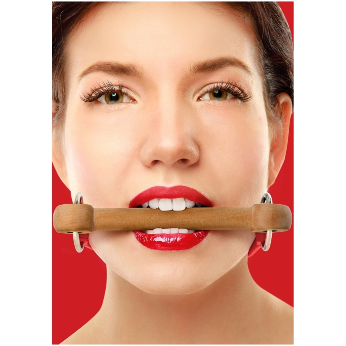 WOODEN BRIDLE RED GAG WITH LEATHER STRAPS
