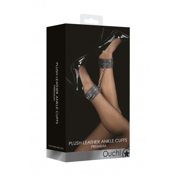 OUCH! PLUSH LEATHER ANKLE CUFFS - BLACK OUCH! PLUSH LEATHER ANKLE CUFFS - BLACK