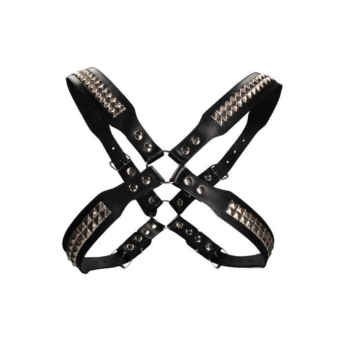 MEN'S PYRAMID STUD BODY HARNESS - ONE SIZE - BLACK