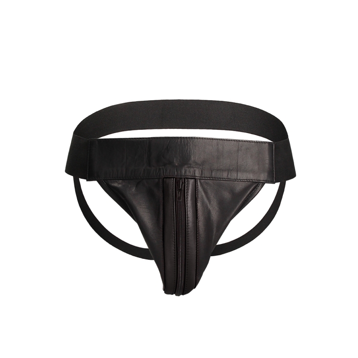 PLAIN FRONT WITH ZIP JOCK - L/XL - BLACK