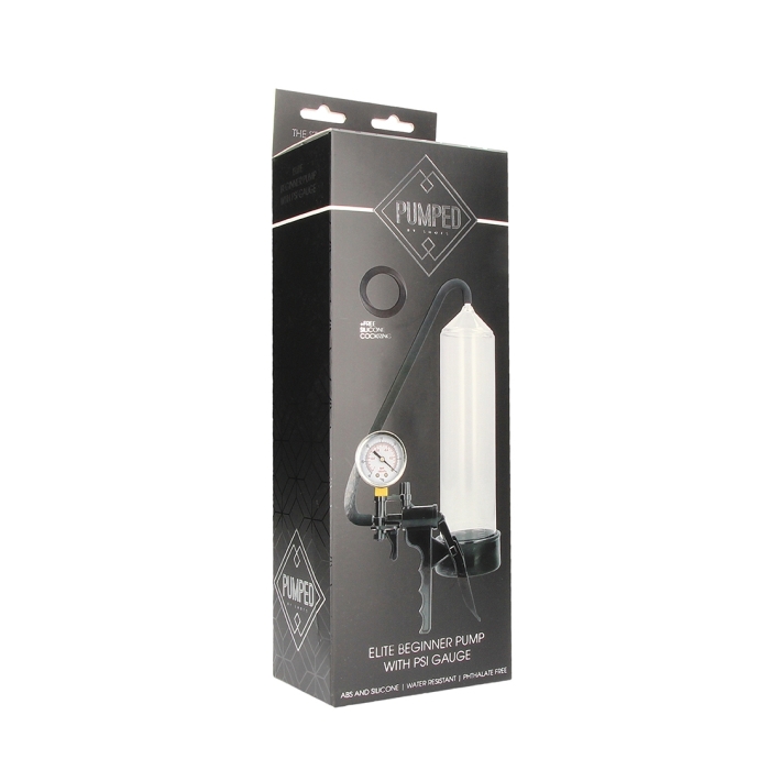 ELITE BEGINNER PUMP WITH PSI GAUGE - TRANSPARENT ELITE BEGINNER PUMP WITH PSI GAUGE - TRANSPARENT