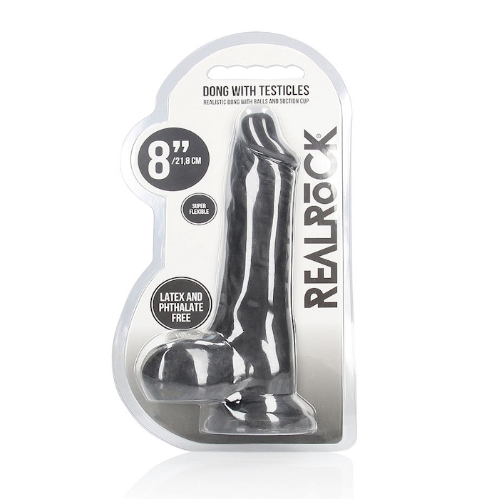 REALISTIC DILDO WITH BALLS 8" 20 CM BLACK REALISTIC DILDO WITH BALLS 8" 20 CM BLACK
