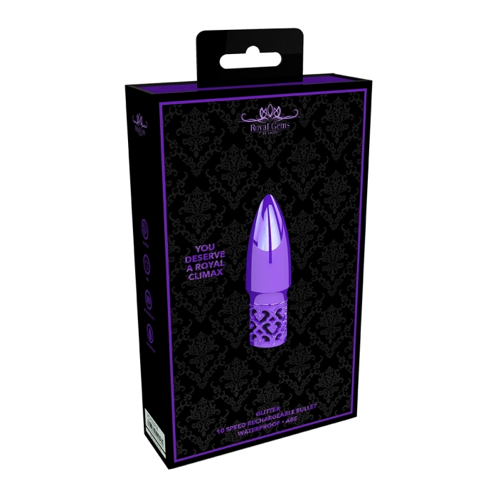 GLITTER - RECHARGEABLE ABS BULLET - PURPLE GLITTER - RECHARGEABLE ABS BULLET - PURPLE
