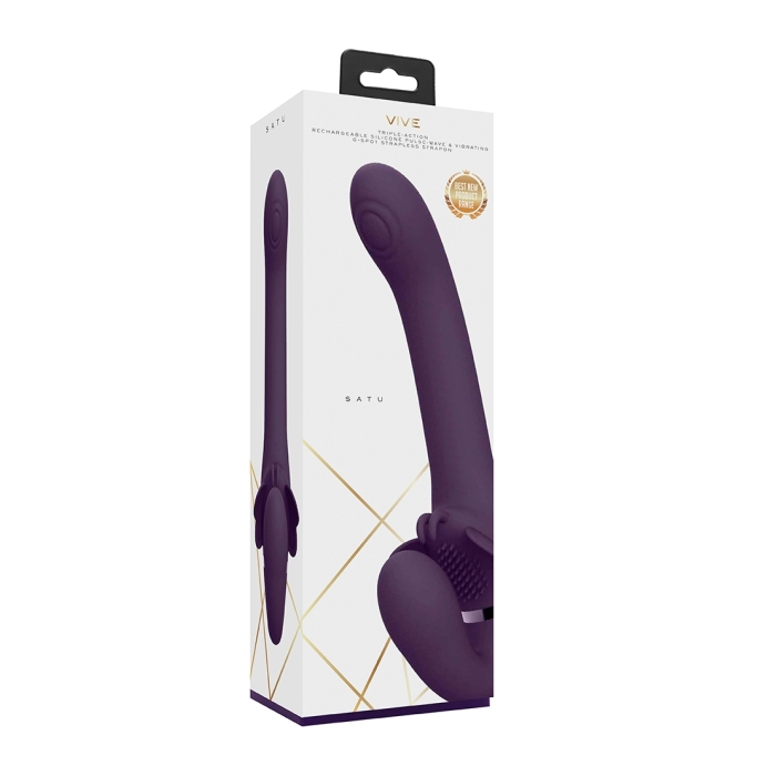 SATU - PULSEWAVE & VIBRATING STRAPLESS STRAPON - PUR SATU - PULSEWAVE & VIBRATING STRAPLESS STRAPON - PUR