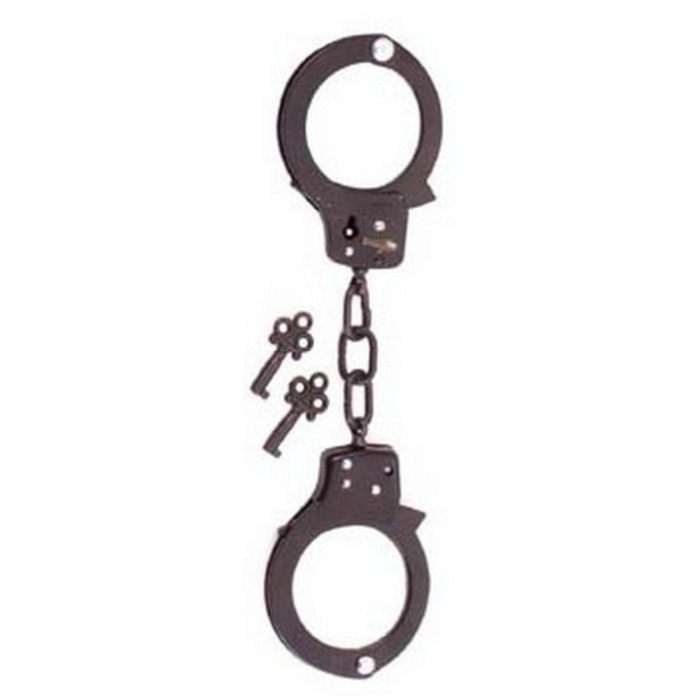 CHROME SINGLE LOCK BLACK HANDCUFFS CHROME SINGLE LOCK BLACK HANDCUFFS