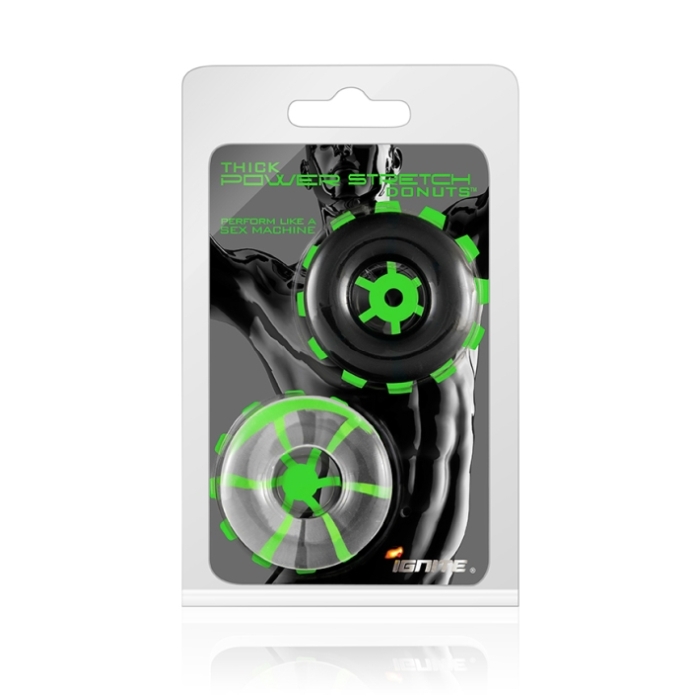 THICK POWER STRECH DONUTS 2 PACK BLACK & CLEAR THICK POWER STRECH DONUTS 2 PACK BLACK & CLEAR
