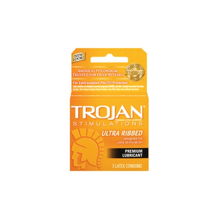 TROJAN 3'S ULTRA RIBBED LUB (GOLD) 6 PACK TROJAN 3'S ULTRA RIBBED LUB (GOLD) 6 PACK
