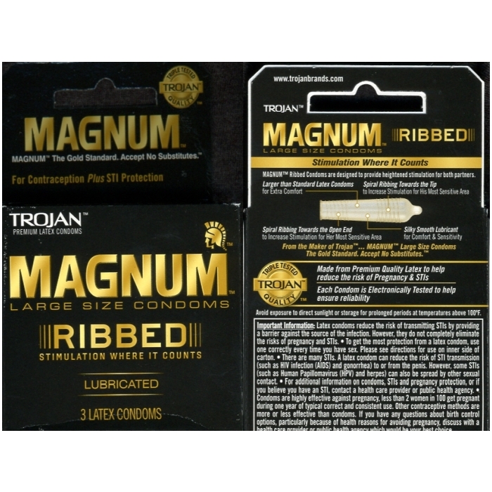 TROJAN 3'S MAGNUM RIBBED LARGE 6 PACK TROJAN 3'S MAGNUM RIBBED LARGE 6 PACK