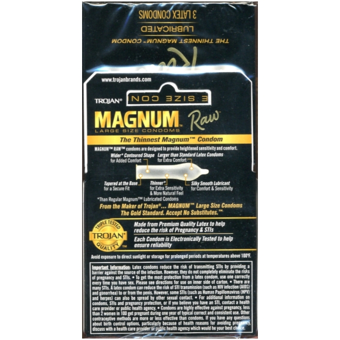 TROJAN 3'S MAGNUM RAW LARGE SIZE (BLACK) 6 PACK TROJAN 3'S MAGNUM RAW LARGE SIZE (BLACK) 6 PACK