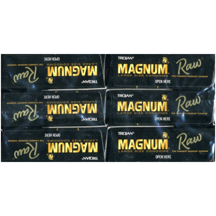TROJAN 3'S MAGNUM RAW LARGE SIZE (BLACK) 6 PACK