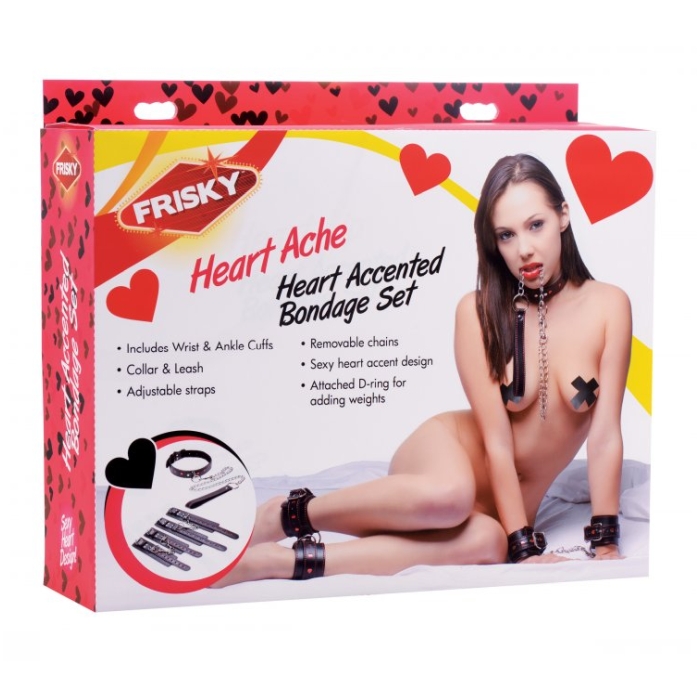 FR HEARTACHE 5 PC HEART ACCENTED BONDAGE SET FR HEARTACHE 5 PC HEART ACCENTED BONDAGE SET
