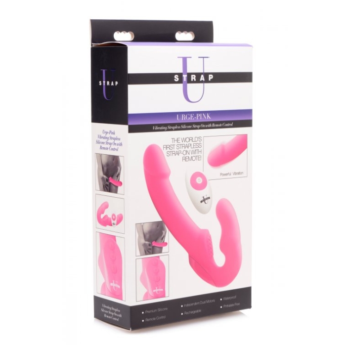 URGE SILICONE STRAPLESS STRAP ON WITH REMOTE - PINK URGE SILICONE STRAPLESS STRAP ON WITH REMOTE - PINK
