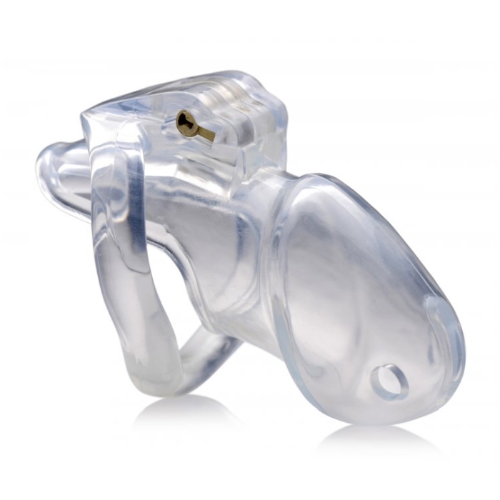 MS CLEAR CAPTOR CHASTITY CAGE WITH KEYS - MEDIUM