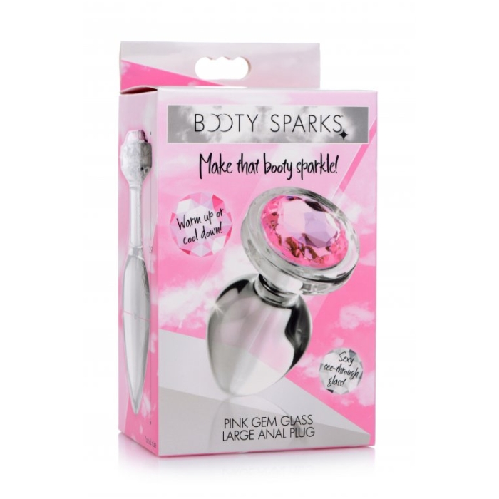 BS PINK GEM GLASS ANAL PLUG - LARGE BS PINK GEM GLASS ANAL PLUG - LARGE